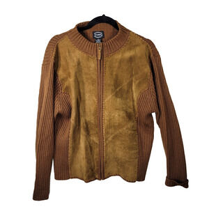 Vintage Designer Studio Originals Sweater Jacket Womens XL Leather Grunge Y2k